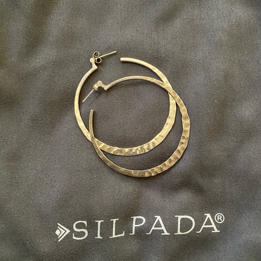 Rare Silpada large hammered hoop earrings